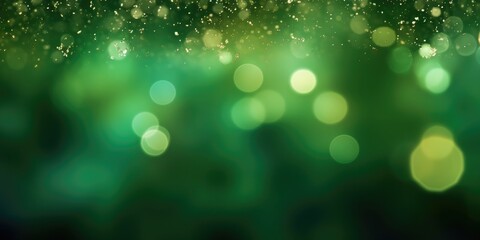 Obraz premium Blurred view of festive lights on green background. Bokeh effect