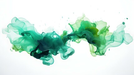Emerald Watercolor Blobs on White Background. Artistic Presentation Background
