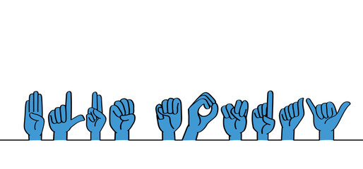 Blue monday, deaf sign language. blue monday concept, the most depressing day of the year The day commit suicide and depression motivation, third monday January. Deafness cartoon. Gestures hand.
