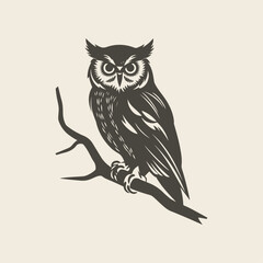 Fototapeta premium Vector vintage logo owl template illustration