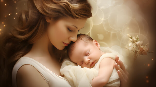 Mother and Newborn Bliss: Background Image.