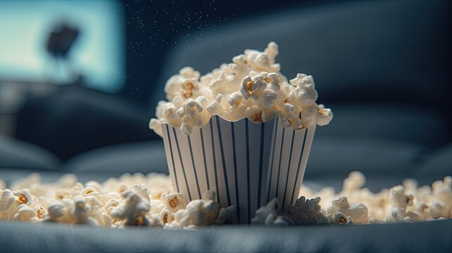 an attractive illustration of a popcorn advertisement with animated images and expressions