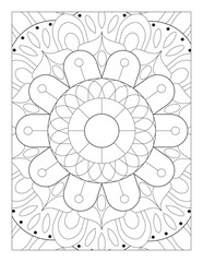 Simple Mandala Style Colouring Page, Mandala Pattern 8.5” x 11 for KDP, Adult Coloring Page, Mandala coloring for Kids