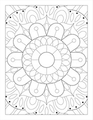 Simple Mandala Style Colouring Page, Mandala Pattern 8.5” x 11 for KDP, Adult Coloring Page, Mandala coloring for Kids