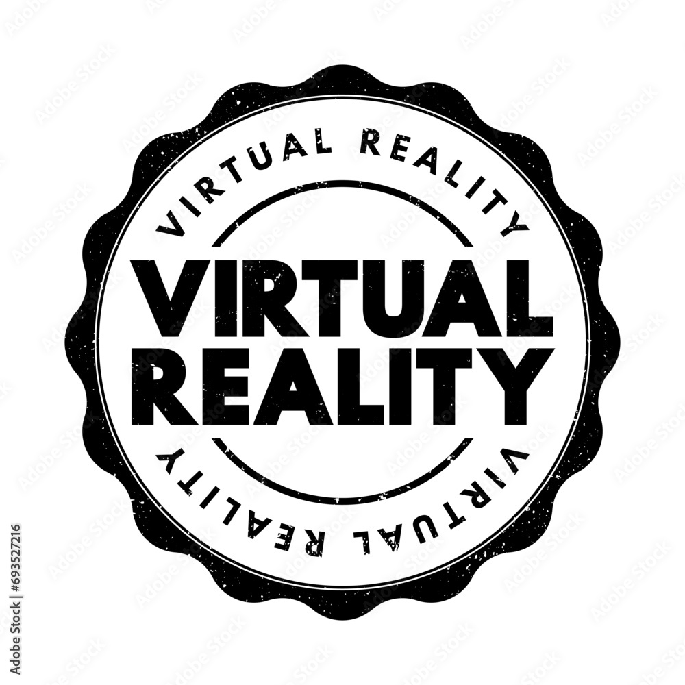 Poster virtual reality - computer-generated environment with scenes and objects that appear to be real, tex