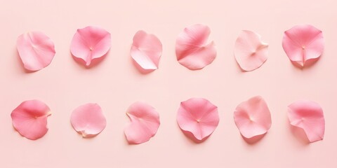 Minimal style. Pink rose petals set on pastel pink background, high quality photography