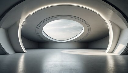 empty unfurnished futuristic round shape interior design room
