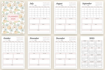 Minimalist Monthly Calendar 2025 Planner Bundle and cover