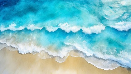 abstract watercolor blue ocean sand beach and sea foam for textures fresh cheerful and relaxing summer concept positive and healthy tones to background or wallpaper generative ai - Powered by Adobe