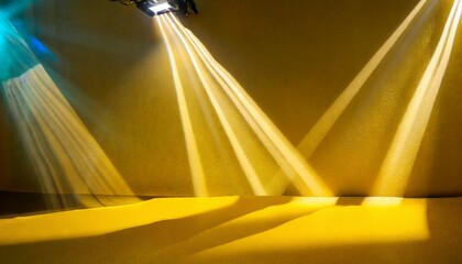 beams of spotlight on a yellow background