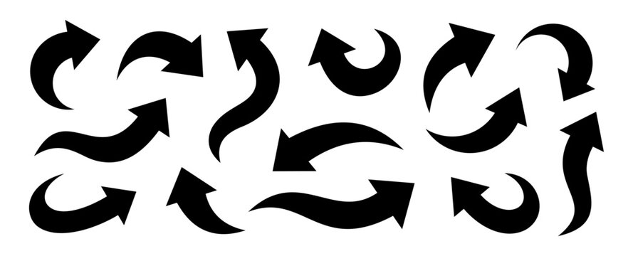 Curved arrow icons set. curved arrows. arrow symbol collection. vector