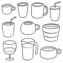 vector set of beverage cup