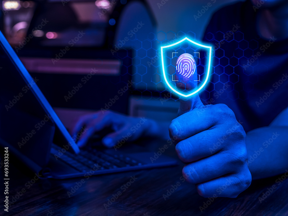 Poster cyber secure, internet network security system, online information safety and privacy digital data p
