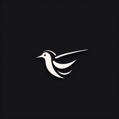 Fototapeta premium Dark Minimalist Bird Logo Design: Strong Geometric Shape with Precise Alignment