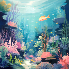 Obraz na płótnie Canvas fish in aquarium, coral reef with fish, Generative AI