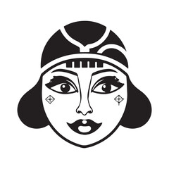 Beautiful silhouette of girl, woman. Salon logo, vector illustration isolated on white background.