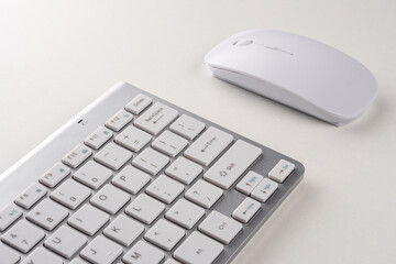 View of keyboard and mouse of a modern computer.