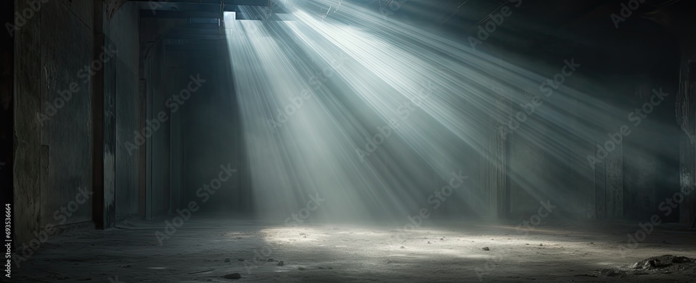 Poster light beam shining in the dark generative ai