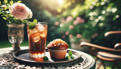 iced tea with muffin