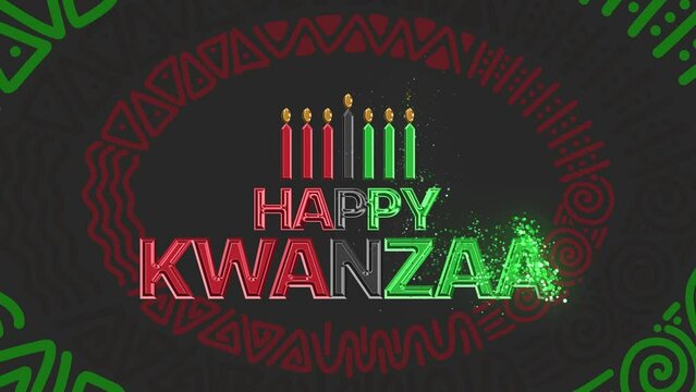 Happy Kwanzaa and candles on Kwanzaa animated background for happy kwanzaa (Happy Kwanzaa).