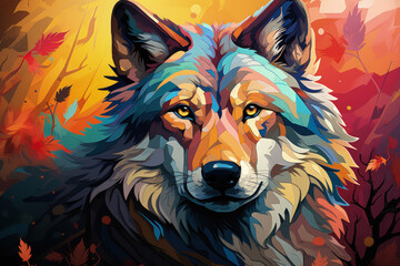 Bright and Colorful A Fauvism Style of a Wolf, Generative Ai - obrazy, fototapety, plakaty