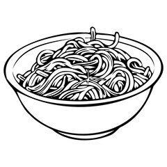 Noodle in a bowl Vector illustration, Generative AI.