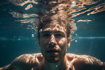 CloseUp | Mann taucht Unterwasser