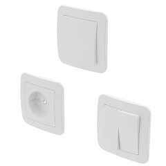 3D rendering illustration of light socket and switches