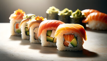 Close-up of gourmet sushi rolls