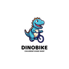 dinosaurs riding bicycles logo on white background. Vector illustration for tshirt, website, print, clip art and poster