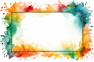 colorful watercolor painting splashes rectangle frame