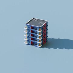 Isometric illustration of a residential Building