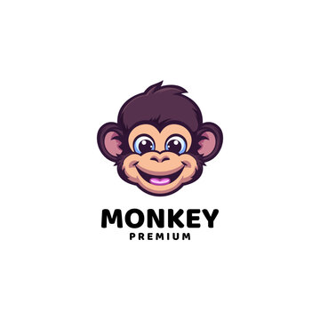 monkey logo on white background. Vector illustration for tshirt, website, print, clip art and poster