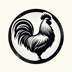 illustration of rooster, vintage grunge logo, ai generate
