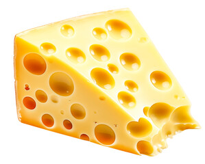 piece of Swiss cheese with holes isolated on a transparent background
