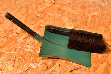 Hand Broom Black design cleanup dustpan housework - obrazy, fototapety, plakaty