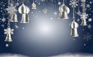 christmas card with silver bells - Powered by Adobe