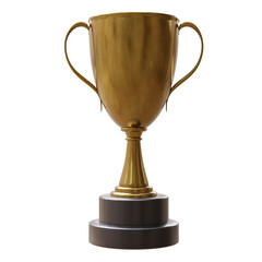 Trophy cup bronze isolated on white transparent background, Third place winner. PNG