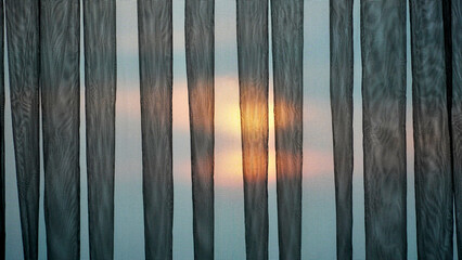 Sunset behind the curtain abstract background 