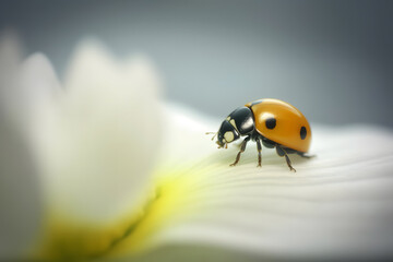 ladybug on a flower. Spring nature. Neural network AI generated art - obrazy, fototapety, plakaty