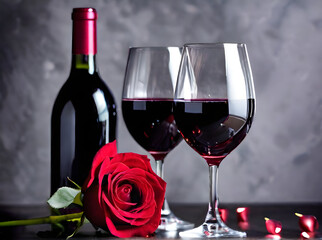 Fototapeta na wymiar Valentines Day: hearts wine roses men women