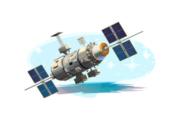 Space Communication satellite. Vector illustration design.