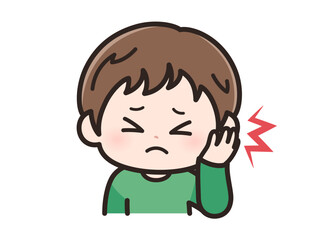 耳が痛いの男の子の顔