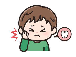 歯が痛いの男の子の顔