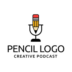 Creative pencil logo design vector template