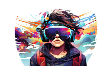 Girl in virtual reality glasses. Vector illustration design.