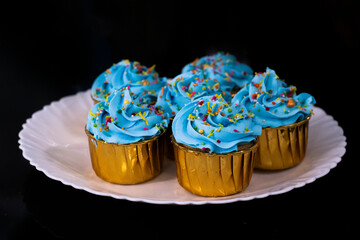Cupcakes with blue cream