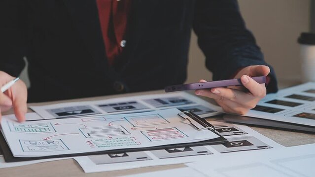 Programmer and Developer coding software application.