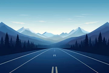 Foto op Canvas road trip adventure asphalt road in blue mountains illustration © krissikunterbunt