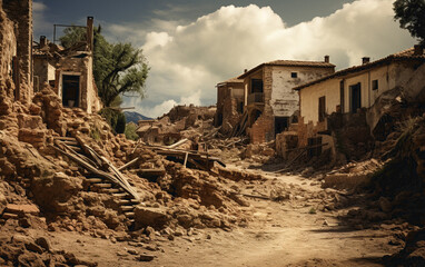 City destroyed by an earthquake - obrazy, fototapety, plakaty